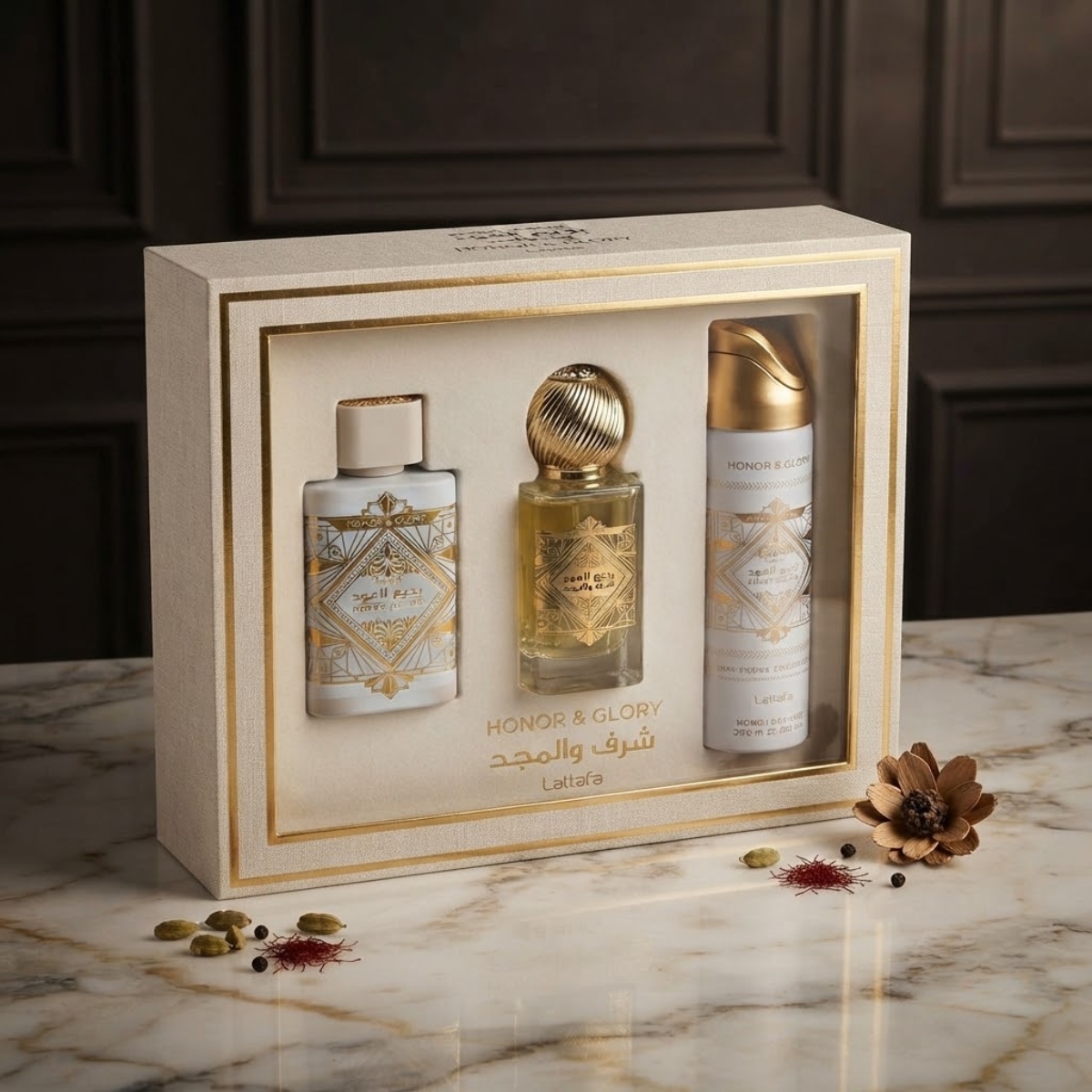 Kit Perfume Lattafa Bade'e Al Oud Honor & Glory Unissex 100ml Original
