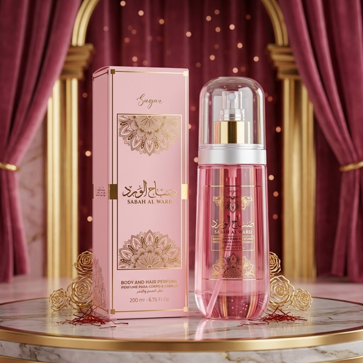 Body and Hair Árabe Feminino Sabah Al Ward Sugar 200ml (Spray Corporal e Capilar)